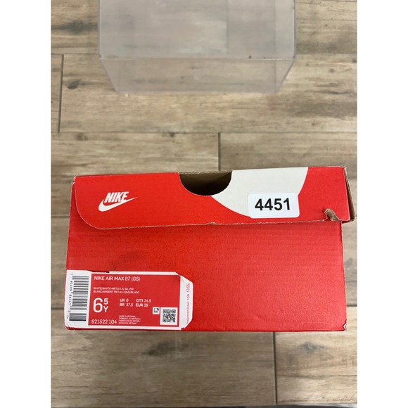 Nike Air Max 97 GS Size 6.5Y White Silver Casual Athletic Shoes 921522 104 - Picture 9 of 11